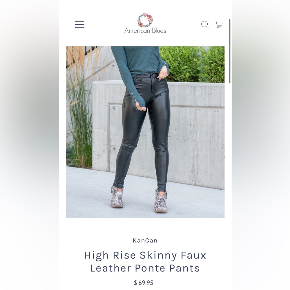 Women’s high waisted Ponte skinny faux leather pants